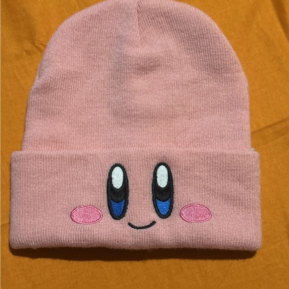 Charming Pink Kids Beanie with Embroidered Face - Picture 1 of 5